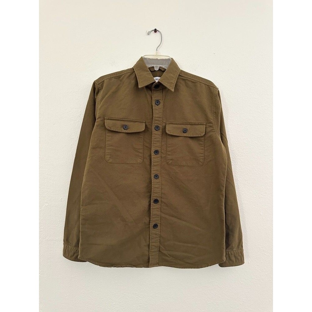 SELECTED HOMME Men’s Button Jacket Shirt Green City Surplus Army Cotton Sz Small